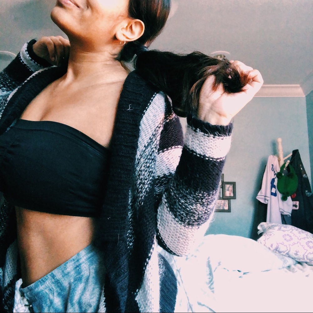 black, white, & grey cardigan